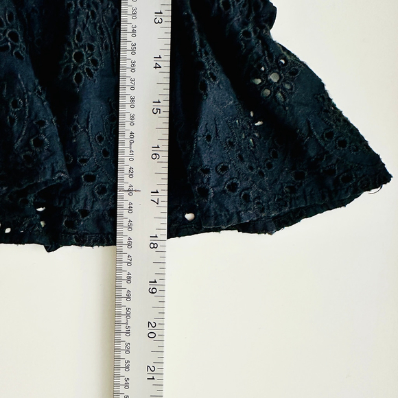 EXPRESS Black Eyelet Peplum Blouse, Size M - Picture 6 of 8